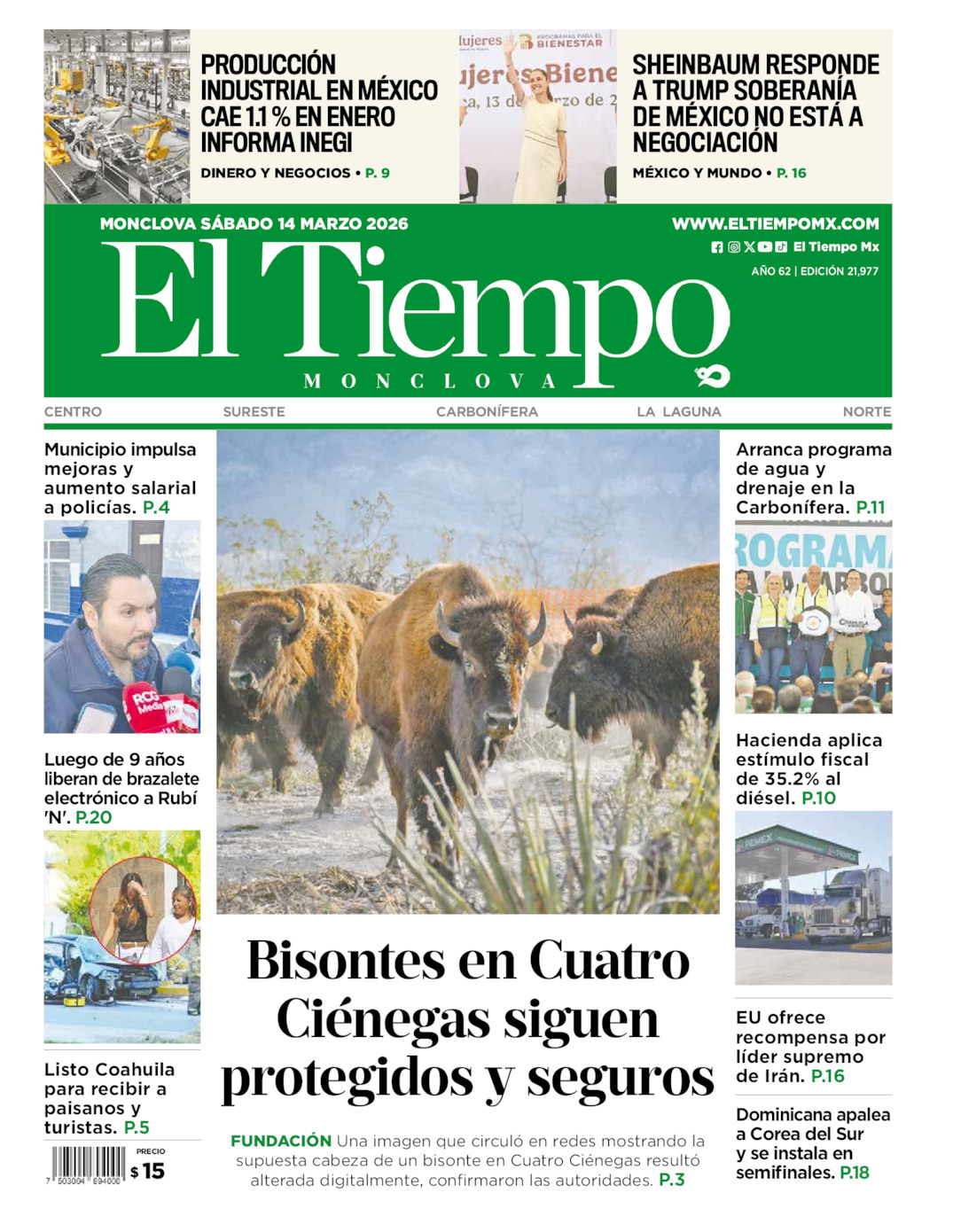 Edición impresa de El Tiempo Monclova