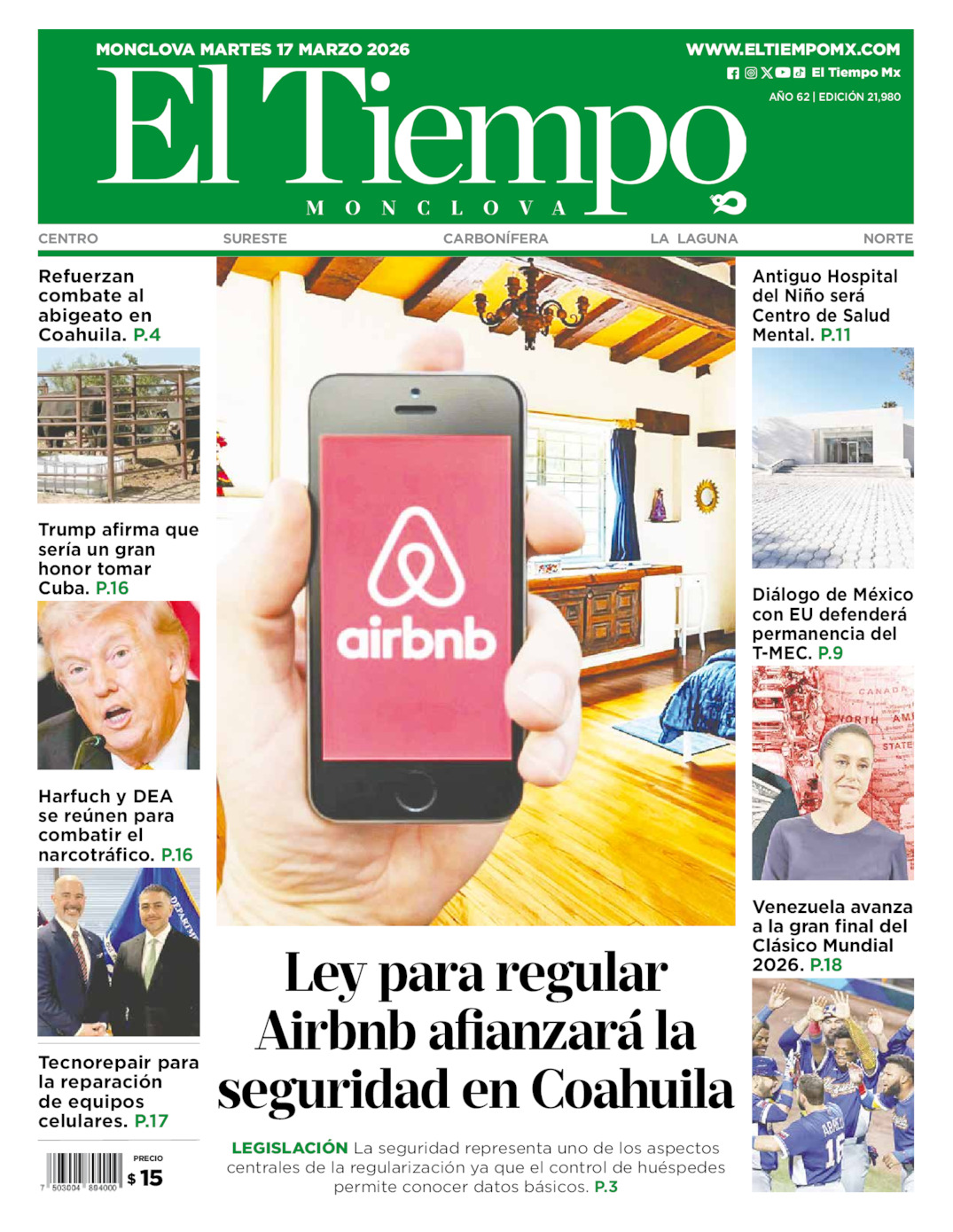 Edición impresa de El Tiempo Monclova
