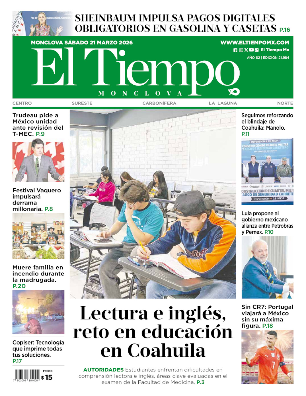Edición impresa de El Tiempo Monclova