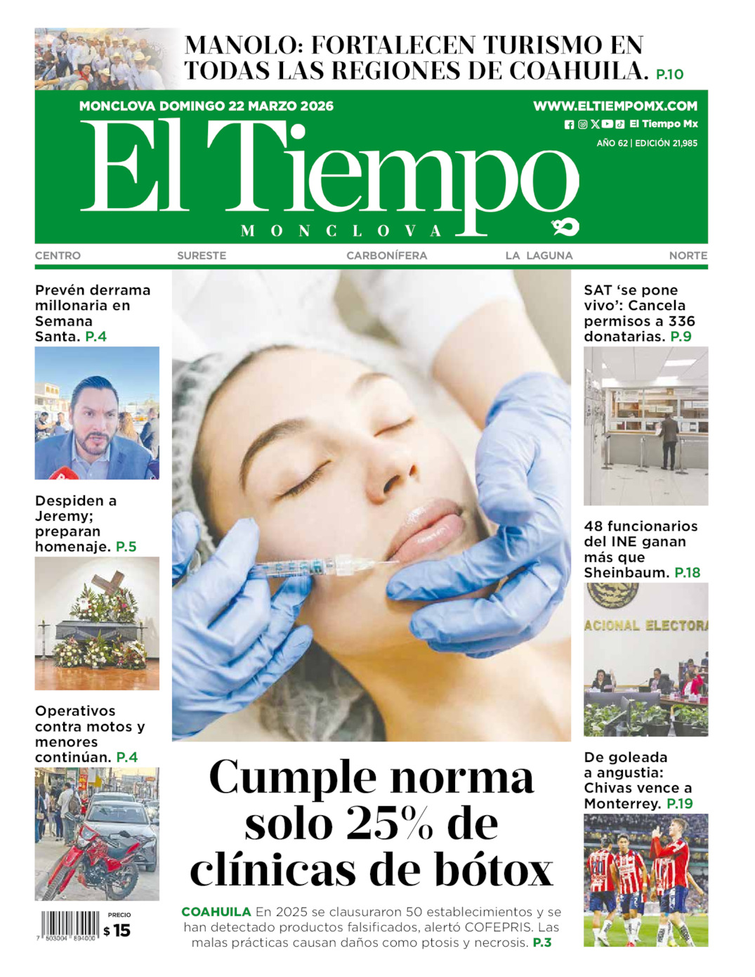 Portada del dom 22 de marzo de 2026