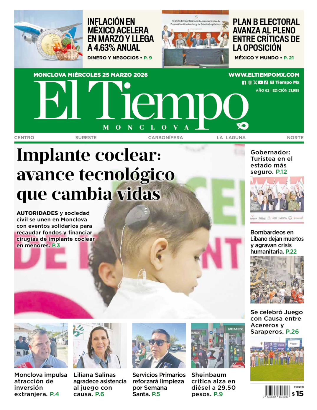 Edición impresa de El Tiempo Monclova