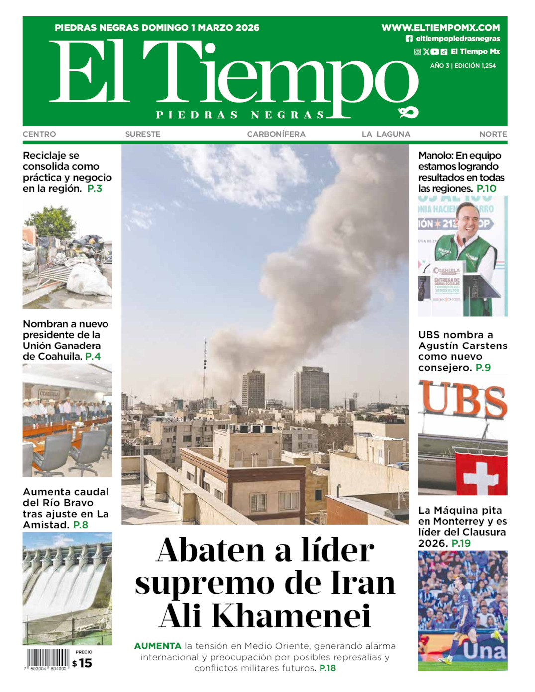 Edición impresa de El Tiempo Piedras Negras