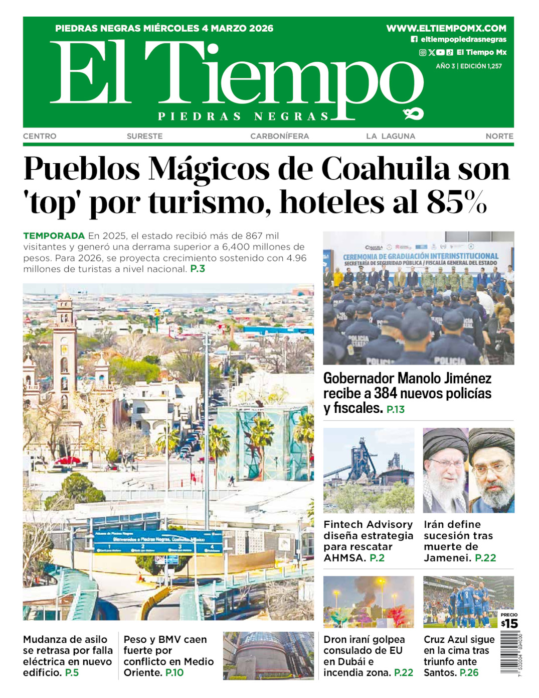 Edición impresa de El Tiempo Piedras Negras