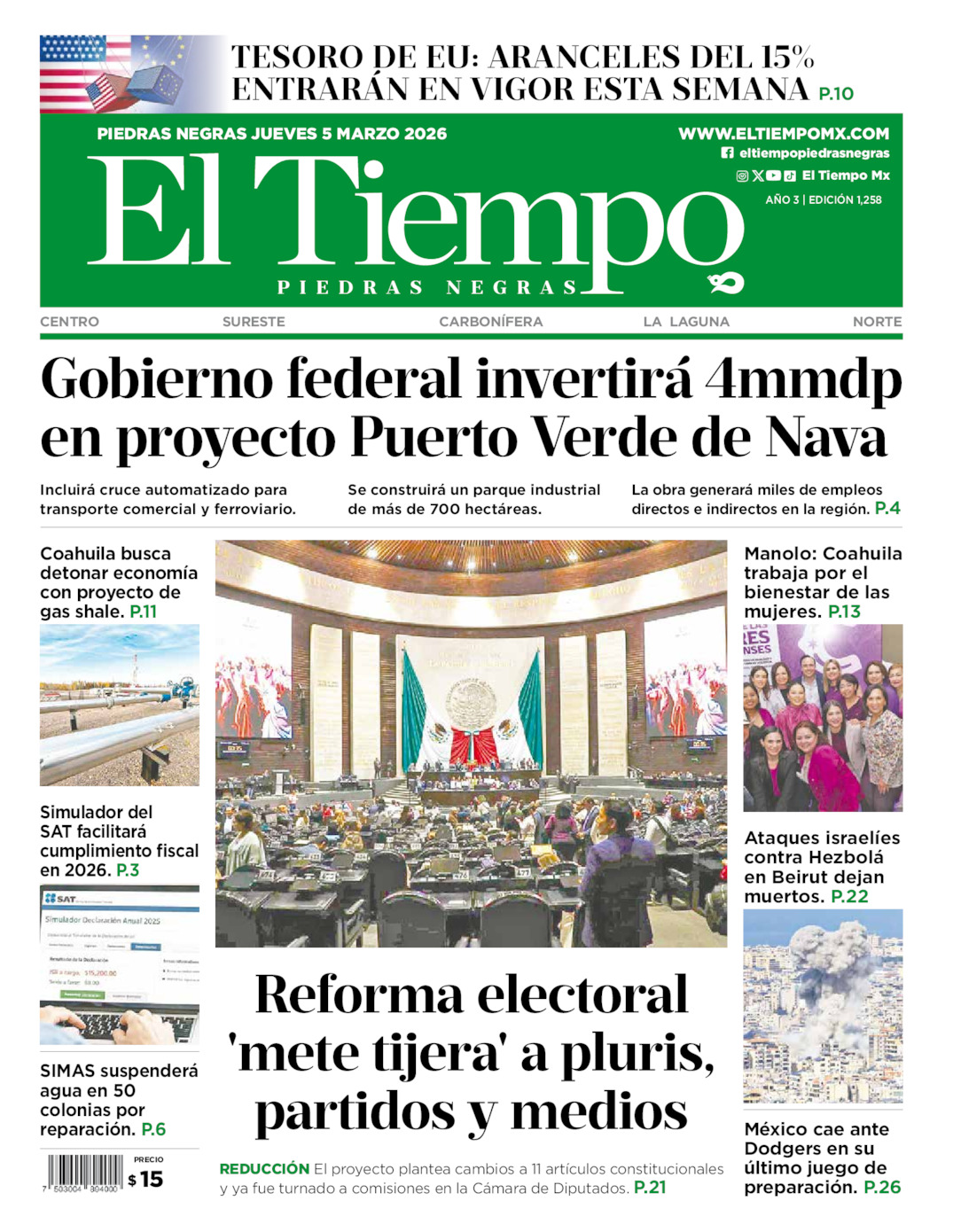 Edición impresa de El Tiempo Piedras Negras