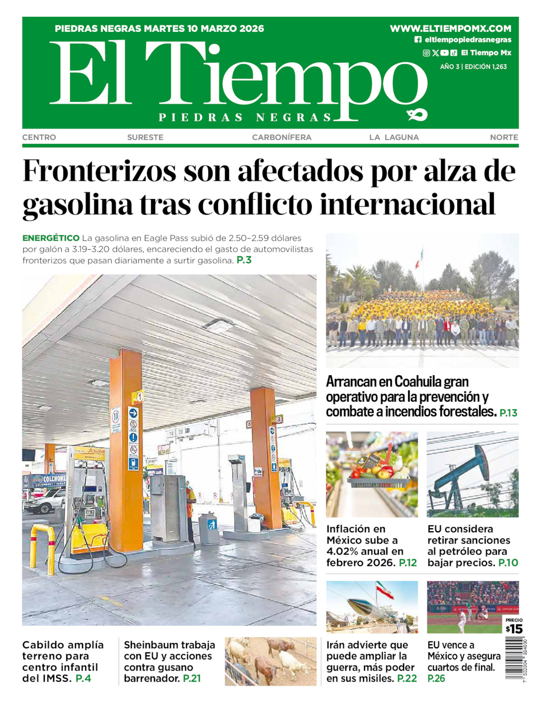 Edición impresa de El Tiempo Piedras Negras