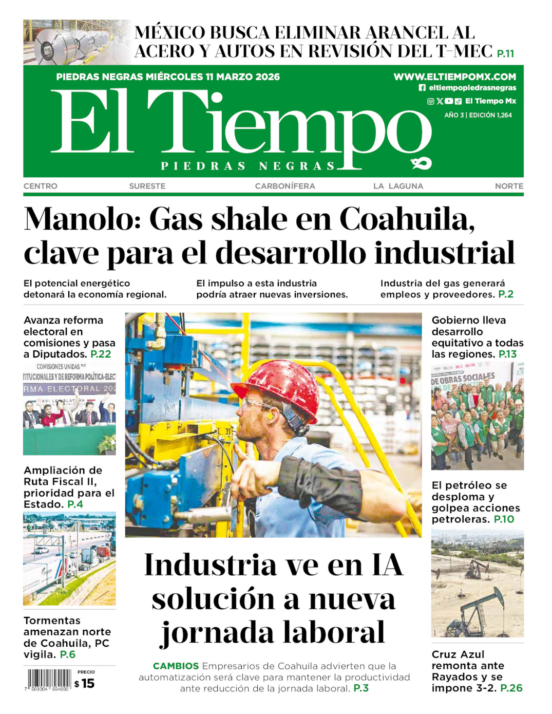 Edición impresa de El Tiempo Piedras Negras