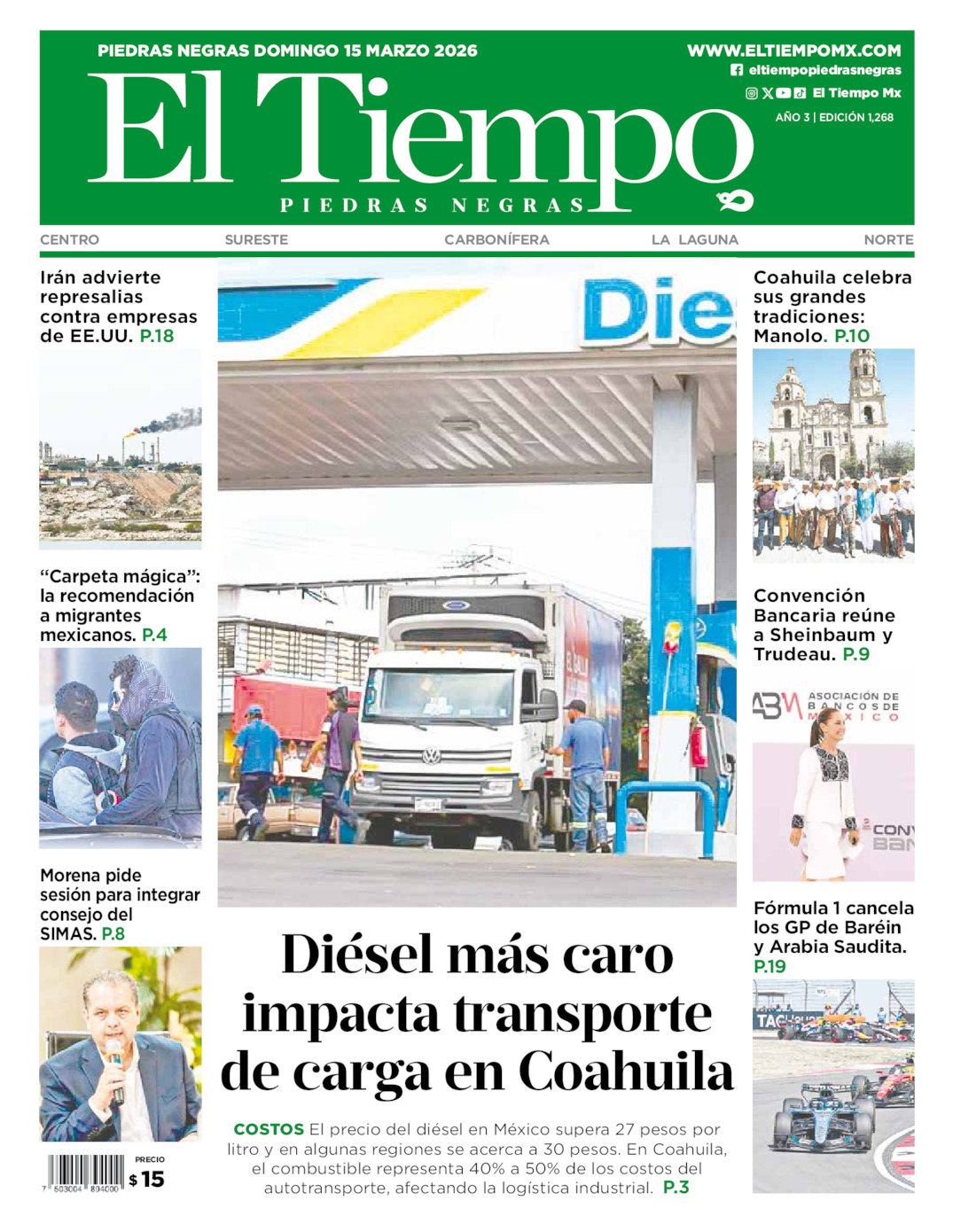Edición impresa de El Tiempo Piedras Negras