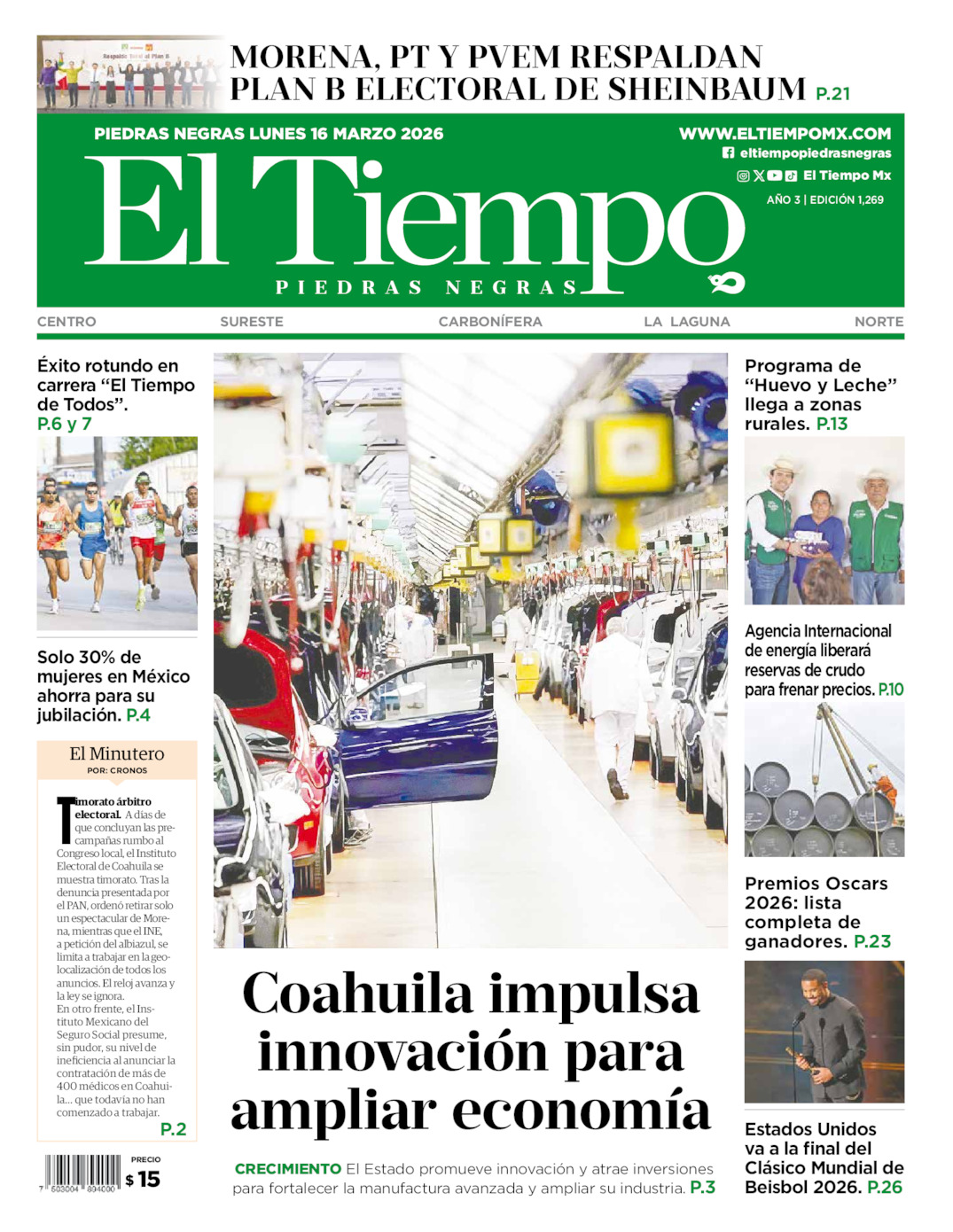 Edición impresa de El Tiempo Piedras Negras