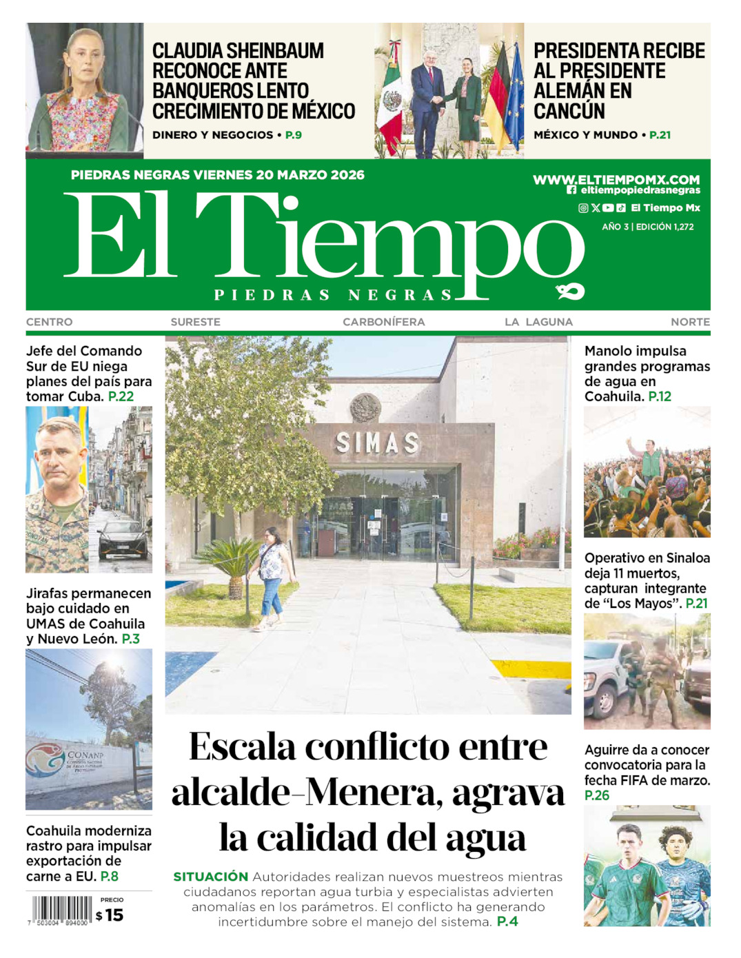 Edición impresa de El Tiempo Piedras Negras