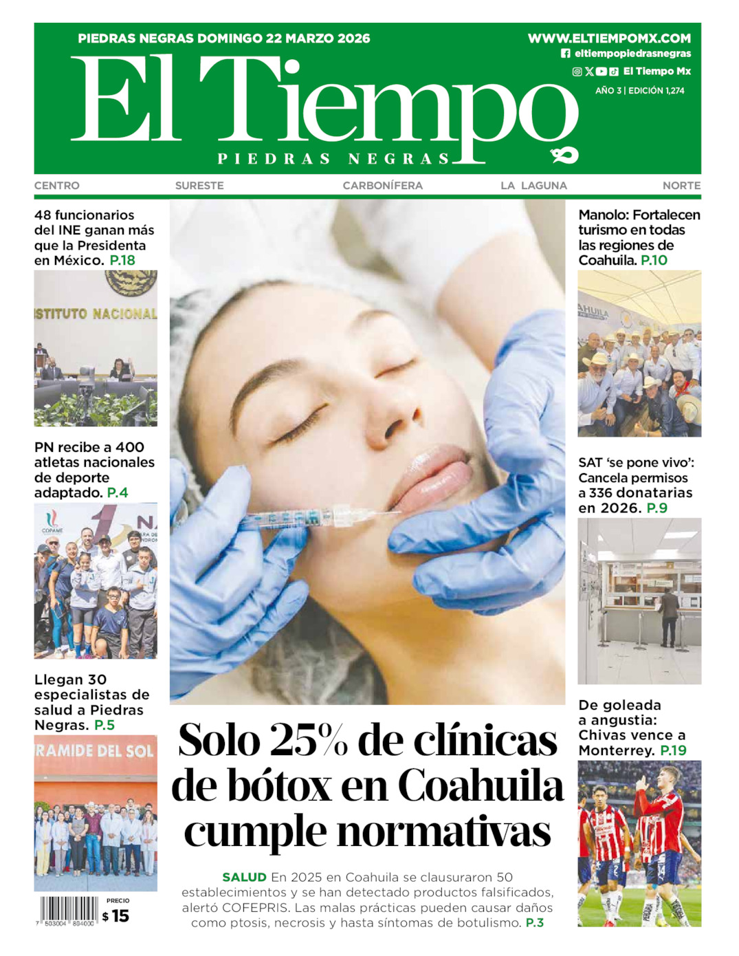 Edición impresa de El Tiempo Piedras Negras