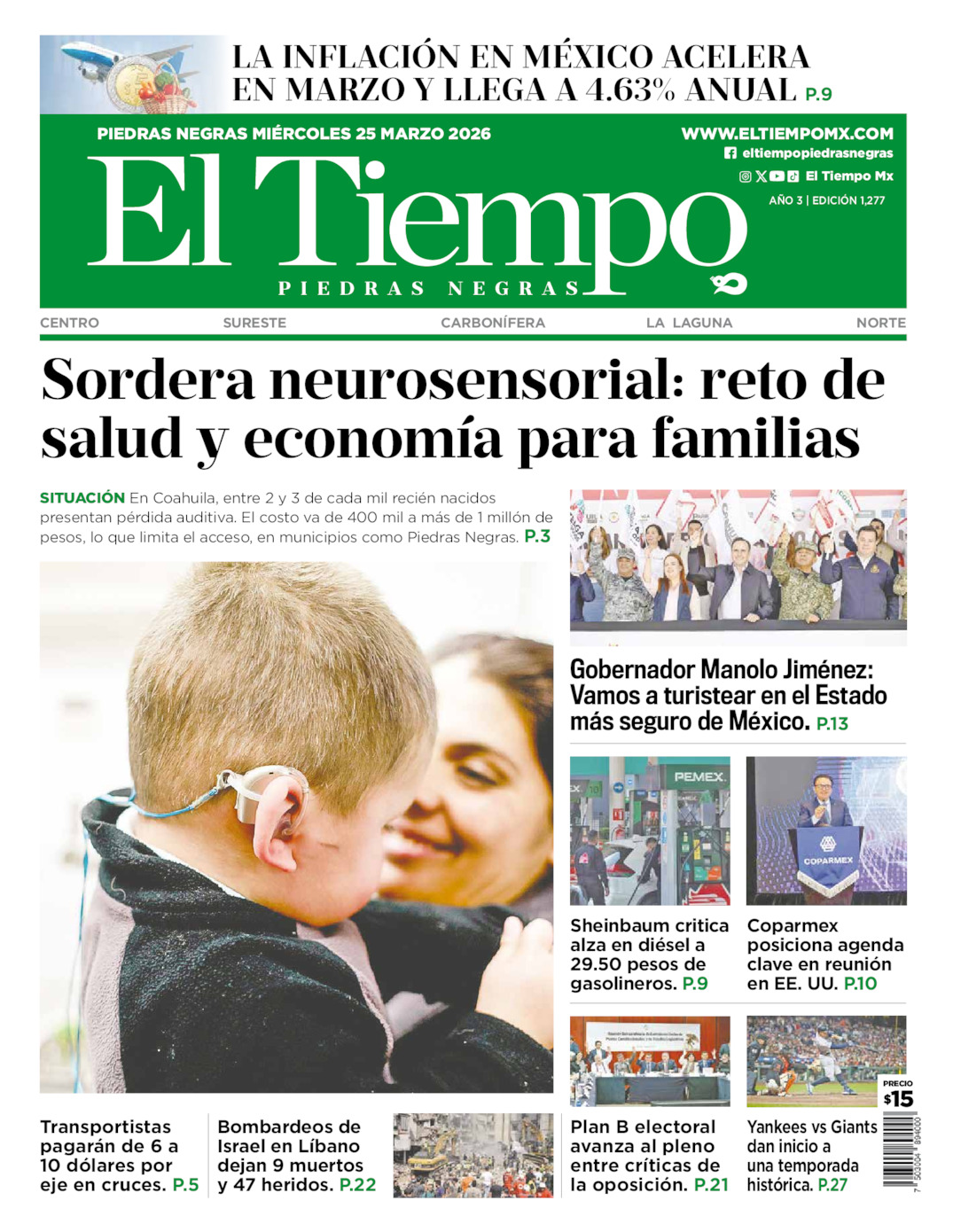 Edición impresa de El Tiempo Piedras Negras