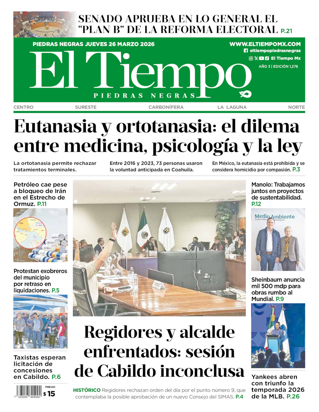 Edición impresa de El Tiempo Piedras Negras