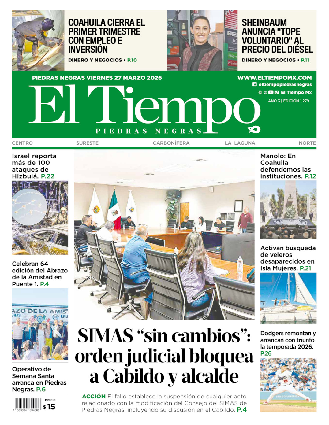 Edición impresa de El Tiempo Piedras Negras
