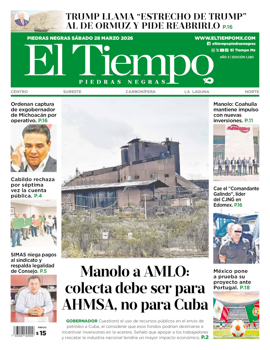 Edición impresa de El Tiempo Piedras Negras