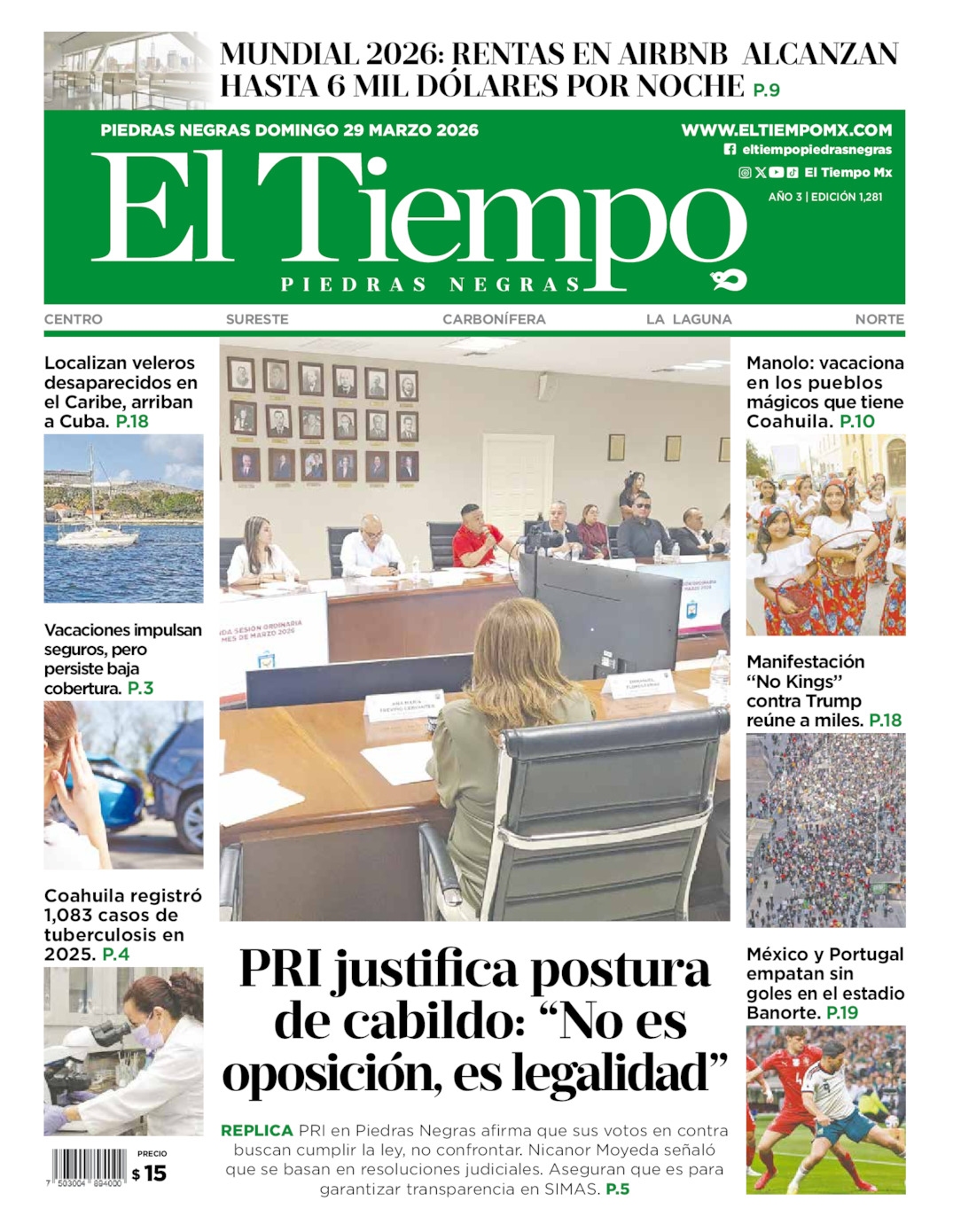 Edición impresa de El Tiempo Piedras Negras