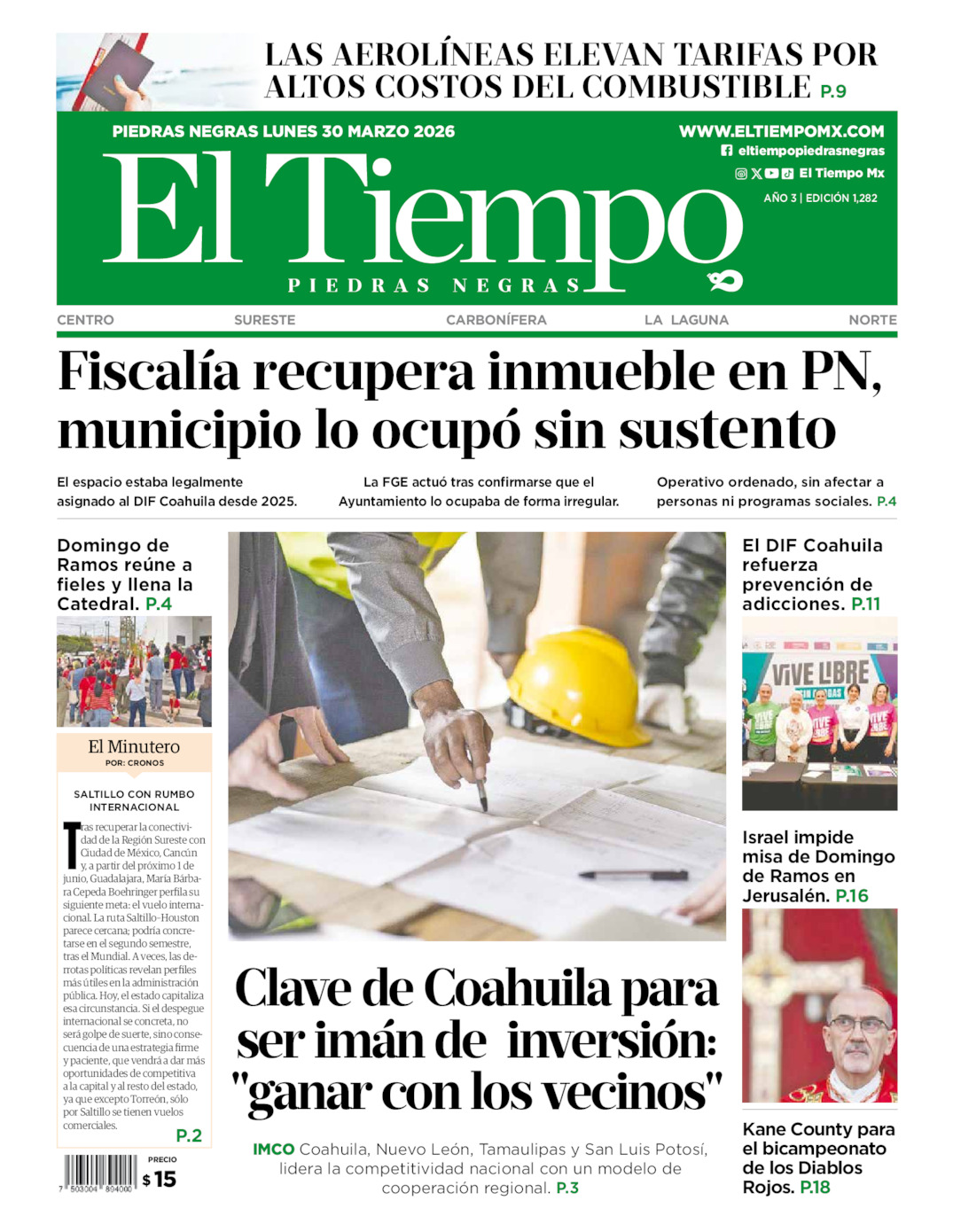 Edición impresa de El Tiempo Piedras Negras
