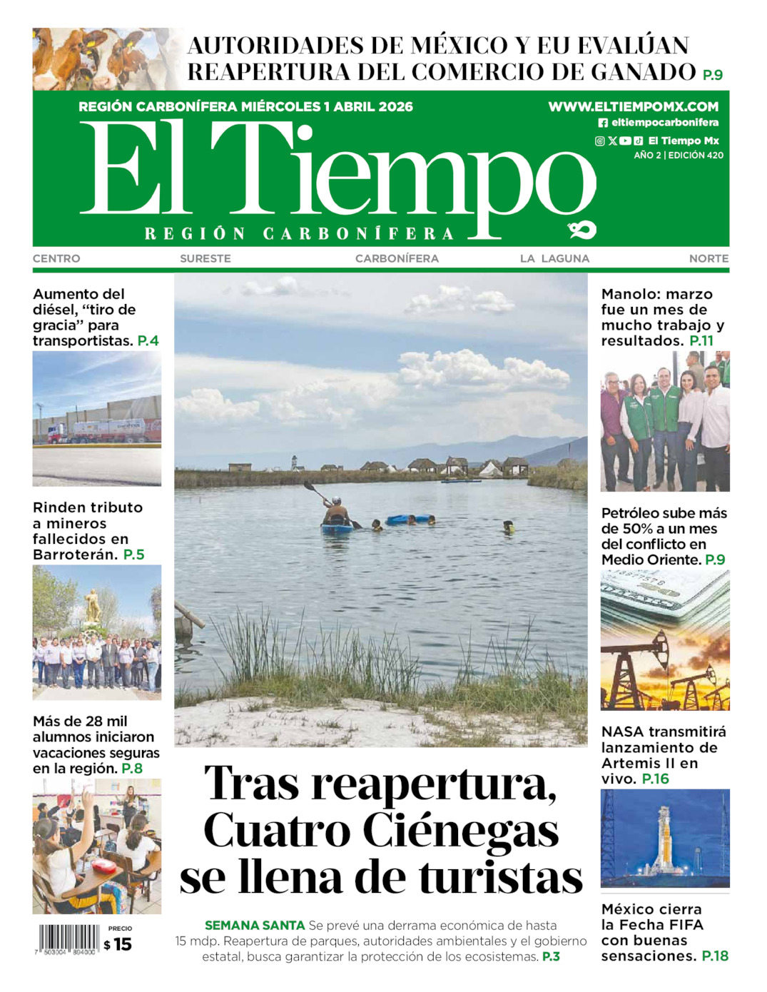 Edición impresa de El Tiempo Región Carbonífera