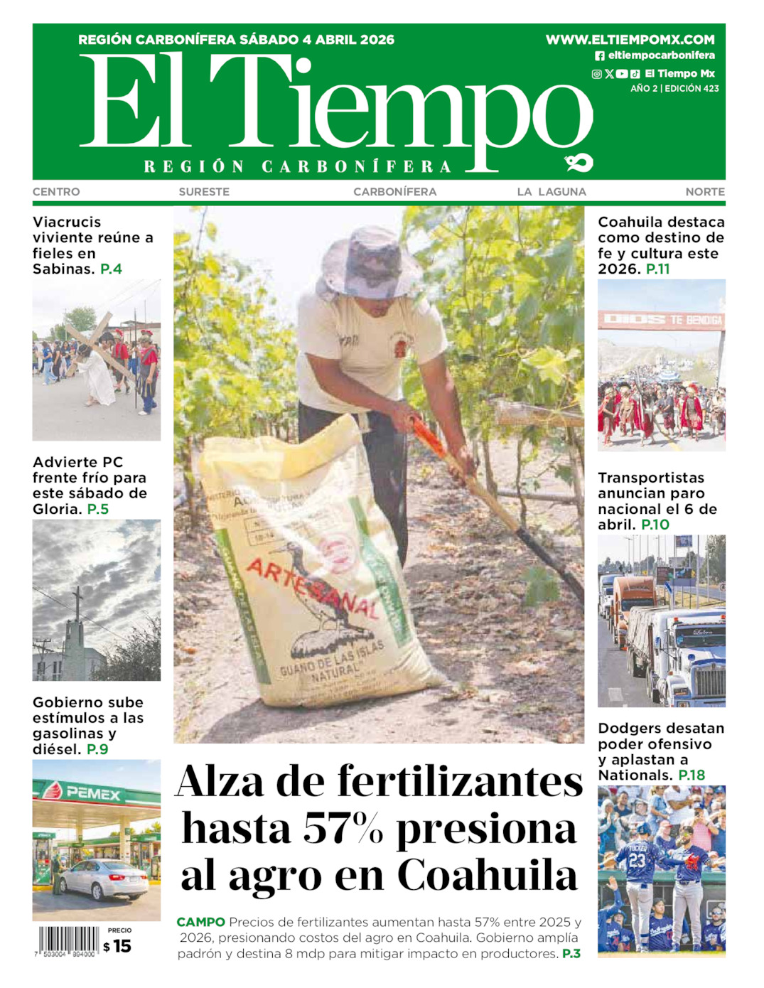Edición impresa de El Tiempo Región Carbonífera