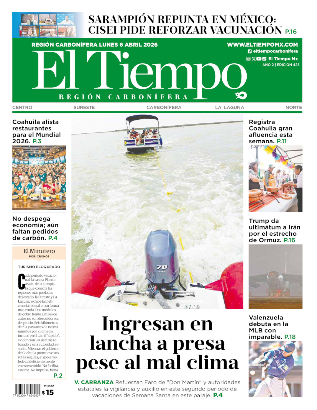 Edición impresa de El Tiempo Región Carbonífera