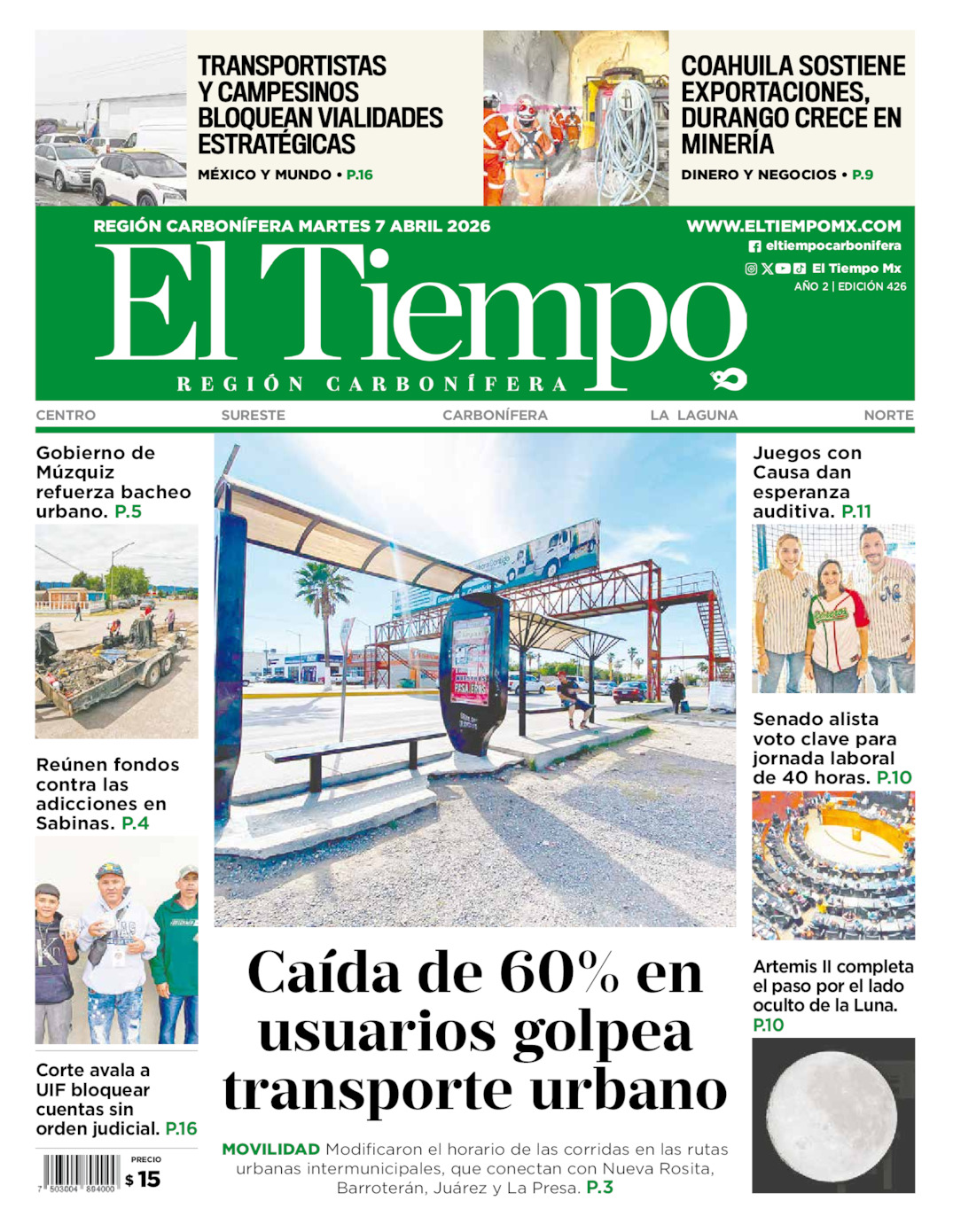 Edición impresa de El Tiempo Región Carbonífera