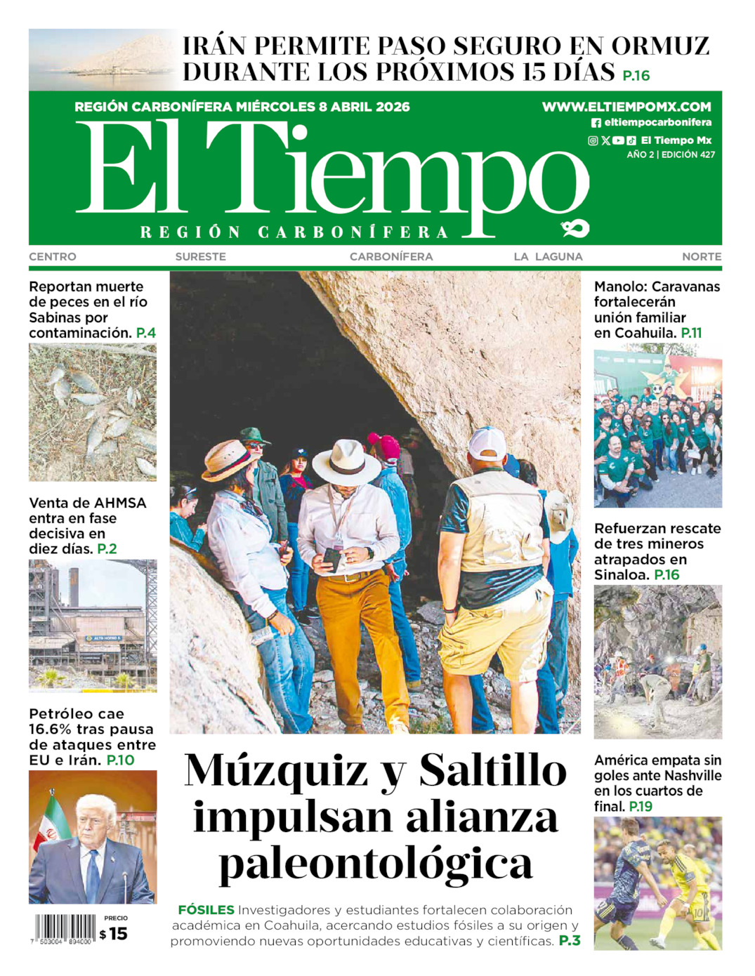 Edición impresa de El Tiempo Región Carbonífera