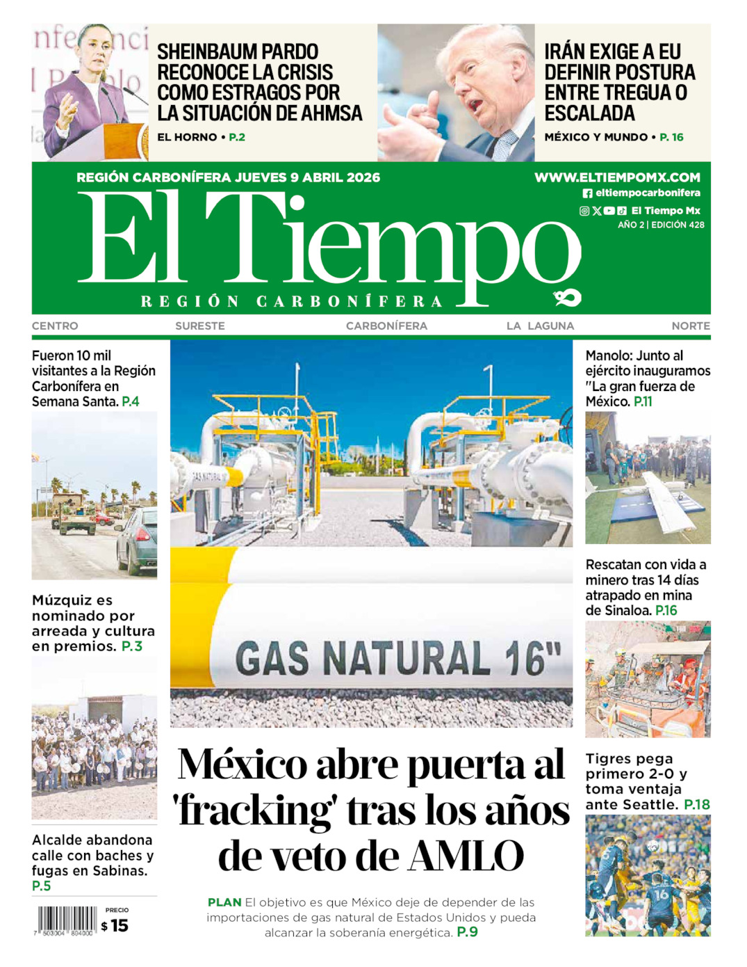 Edición impresa de El Tiempo Región Carbonífera