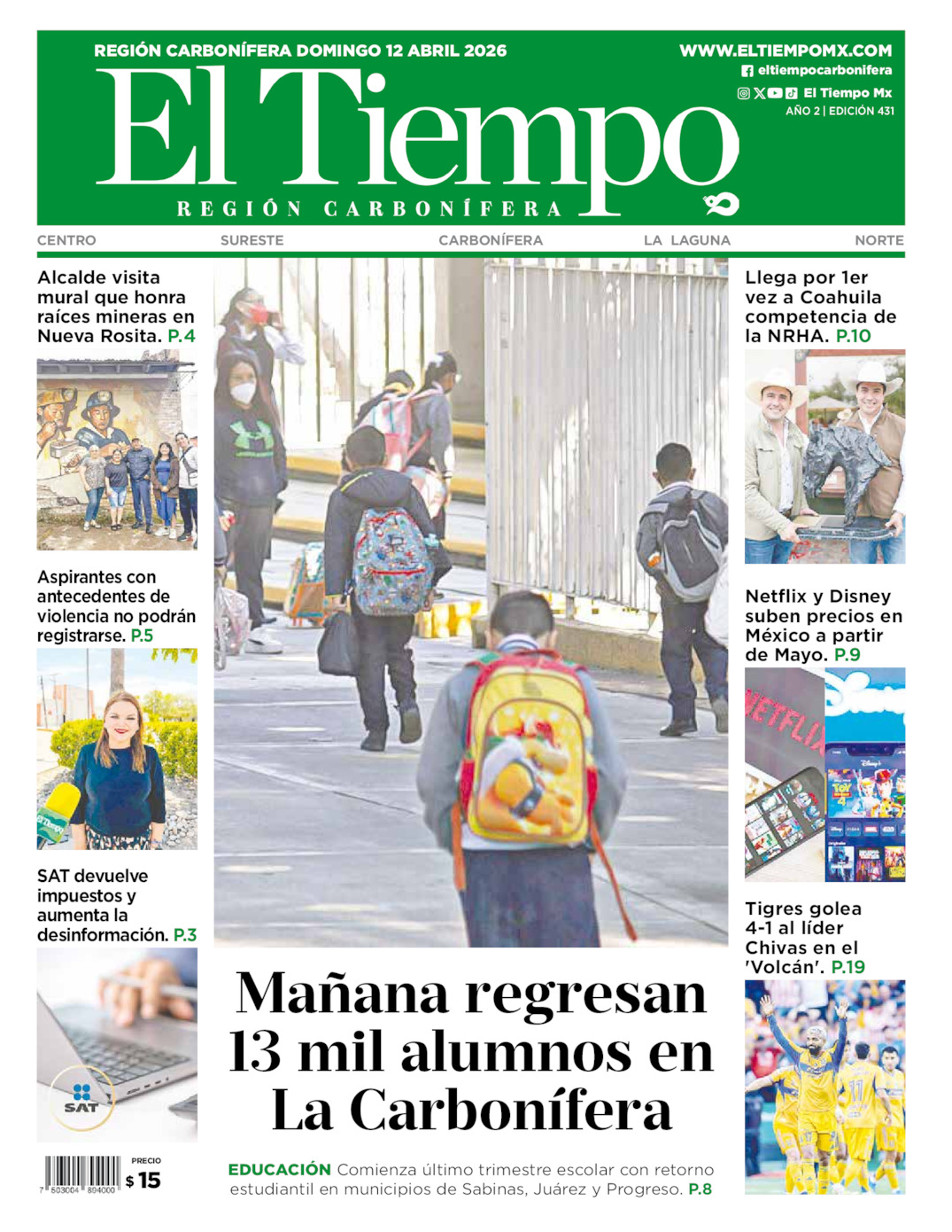 Edición impresa de El Tiempo Región Carbonífera