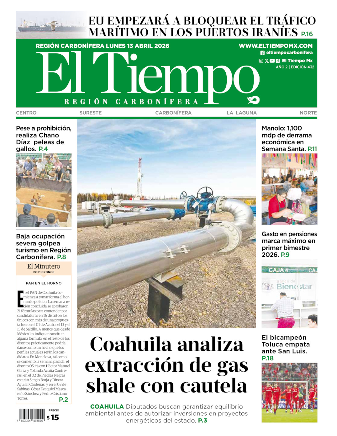 Edición impresa de El Tiempo Región Carbonífera