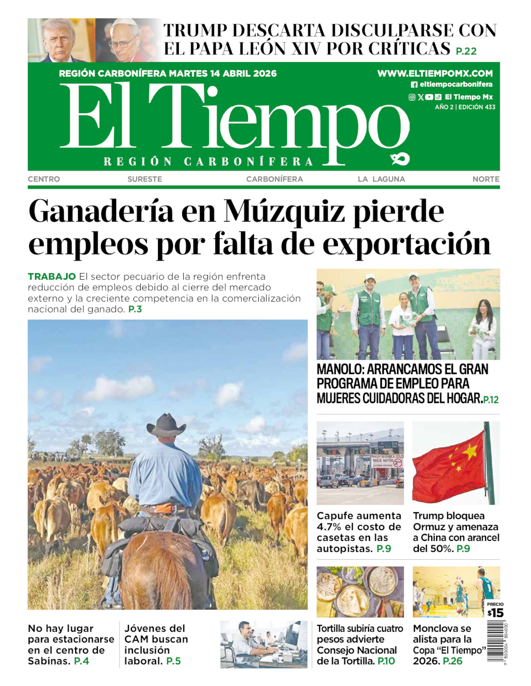 Edición impresa de El Tiempo Región Carbonífera