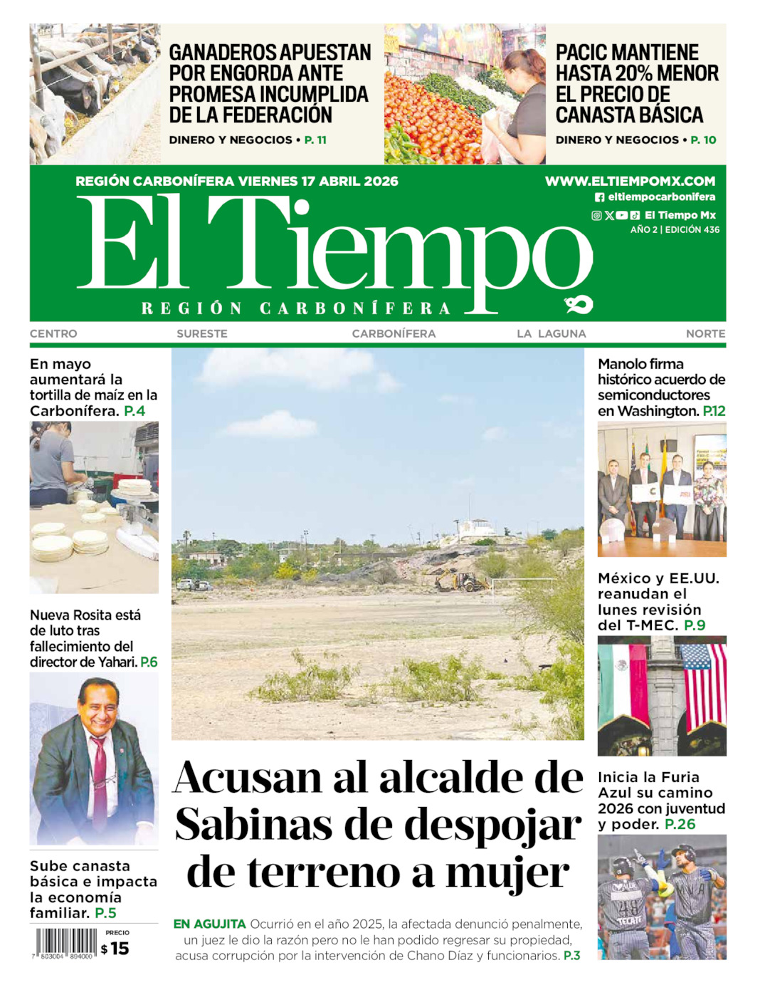 Edición impresa de El Tiempo Región Carbonífera