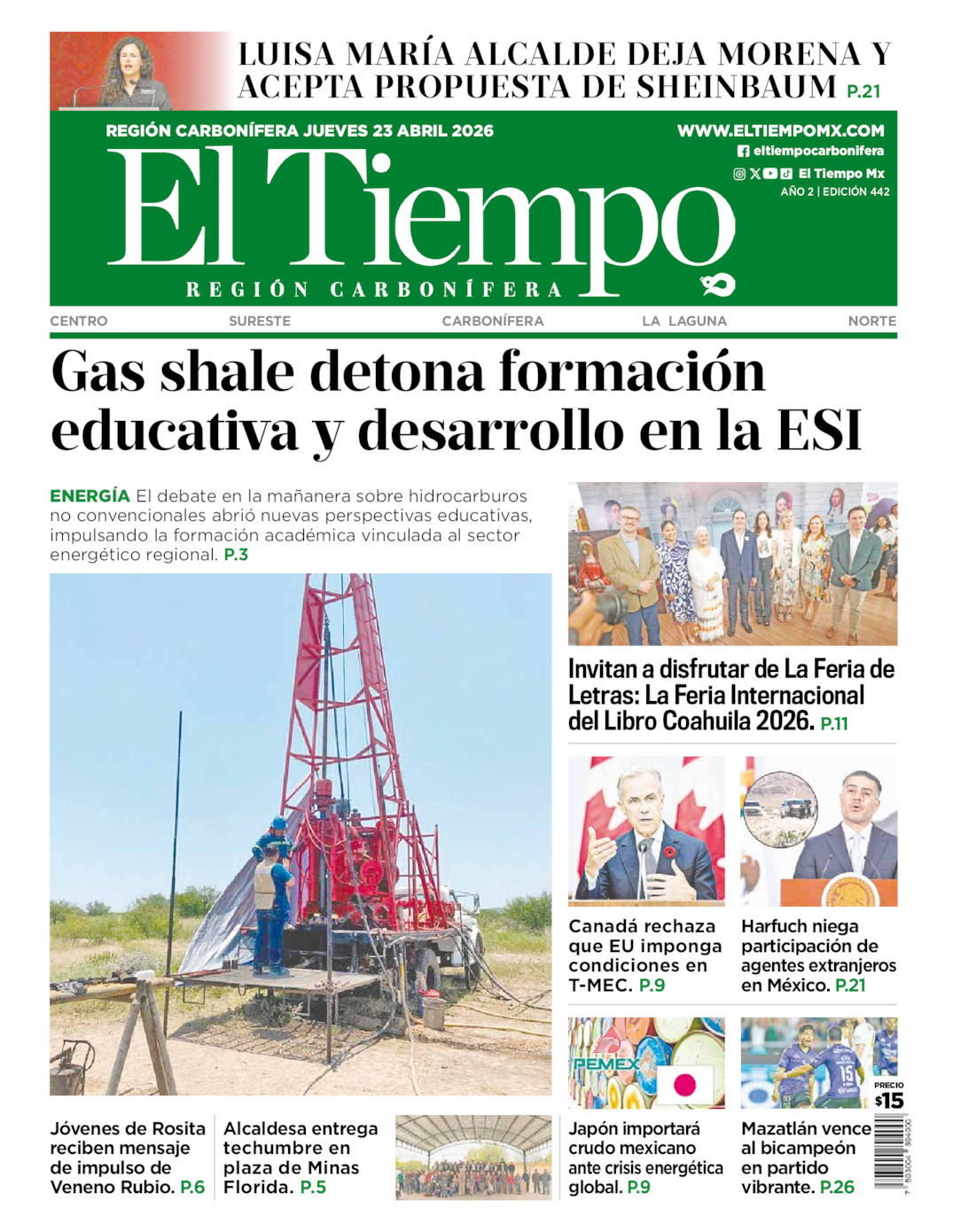 Edición impresa de El Tiempo Región Carbonífera