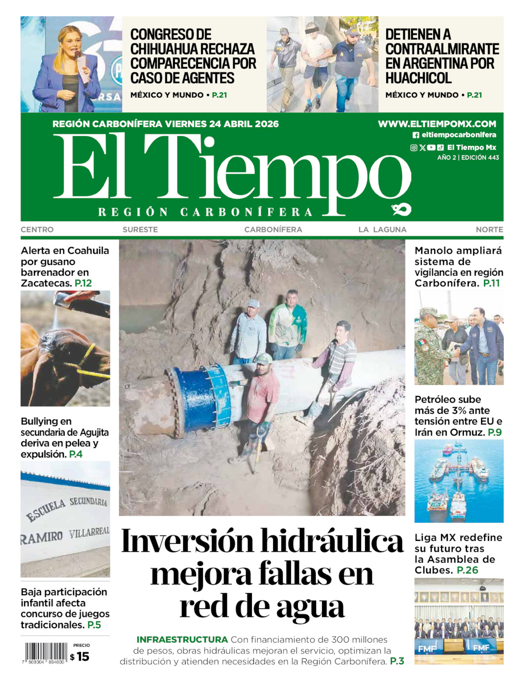 Edición impresa de El Tiempo Región Carbonífera