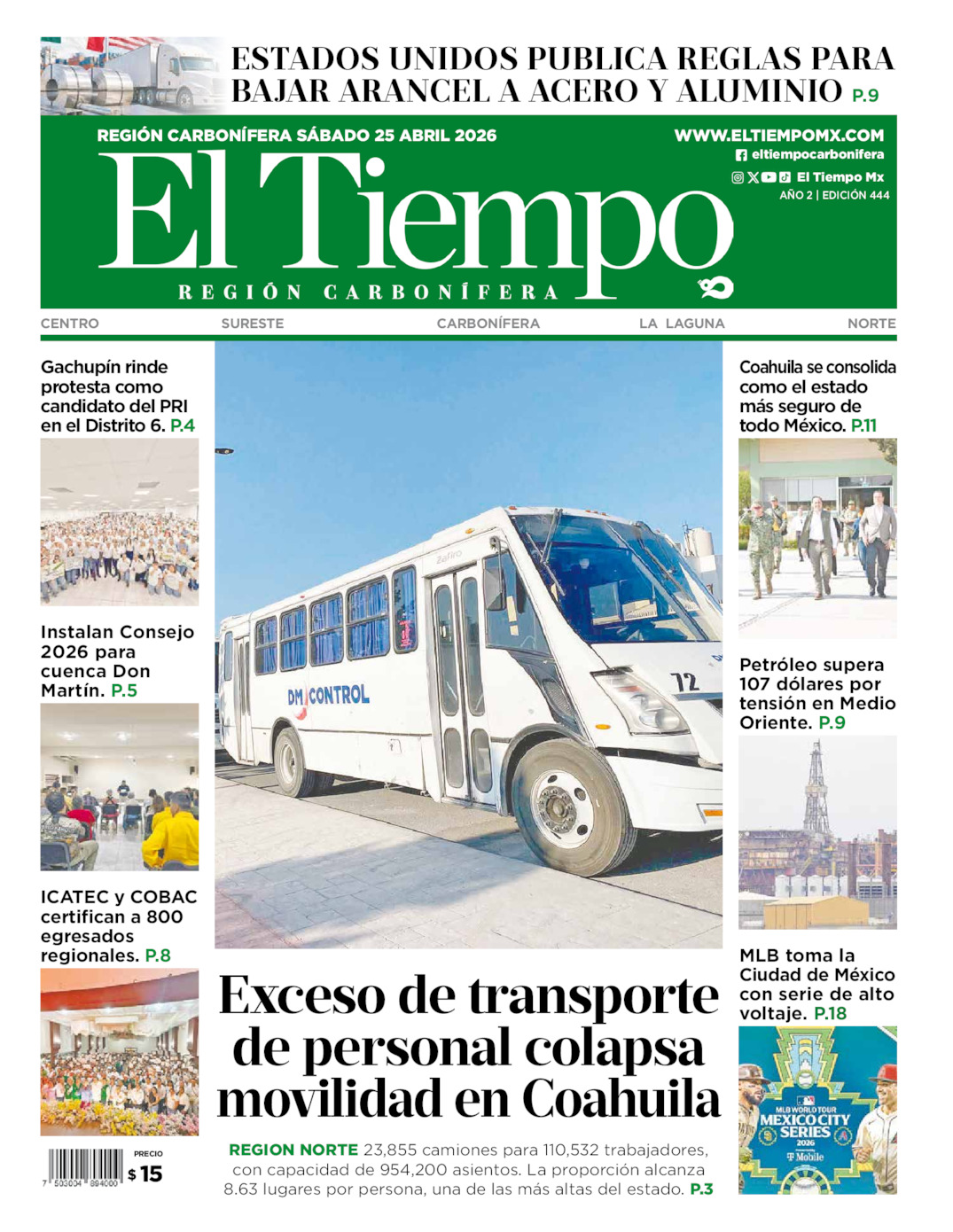 Edición impresa de El Tiempo Región Carbonífera