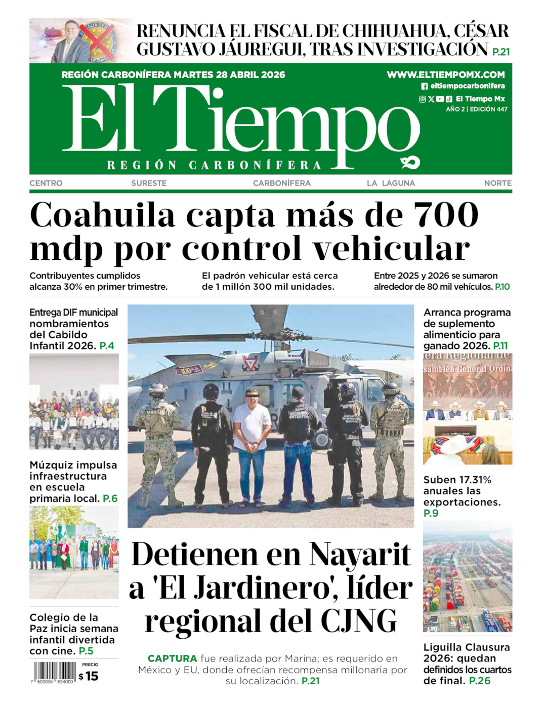 Edición impresa de El Tiempo Región Carbonífera