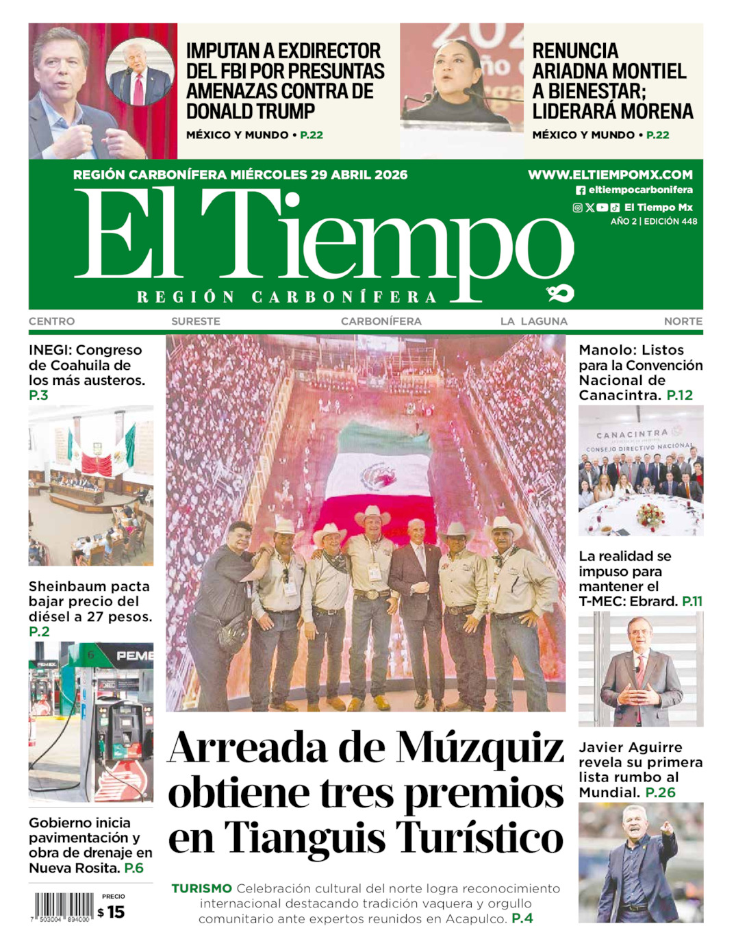 Edición impresa de El Tiempo Región Carbonífera