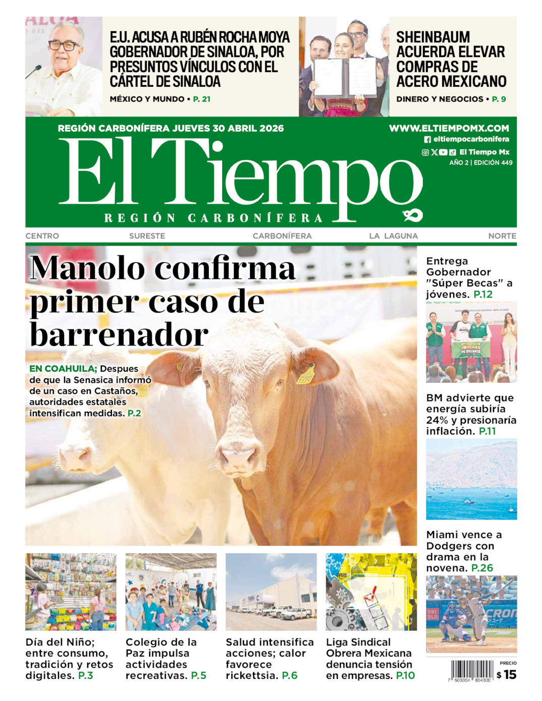 Edición impresa de El Tiempo Región Carbonífera