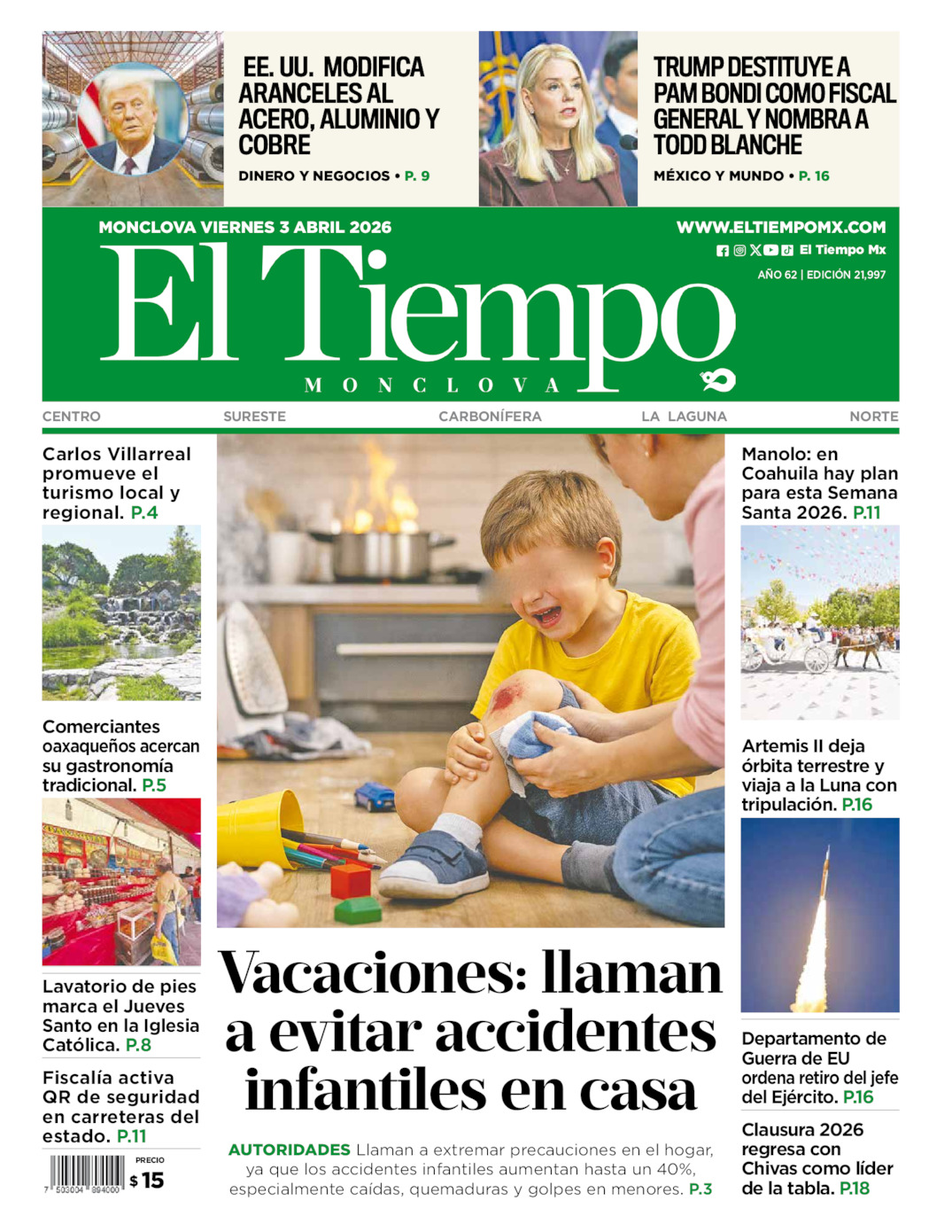 Edición impresa de El Tiempo Monclova