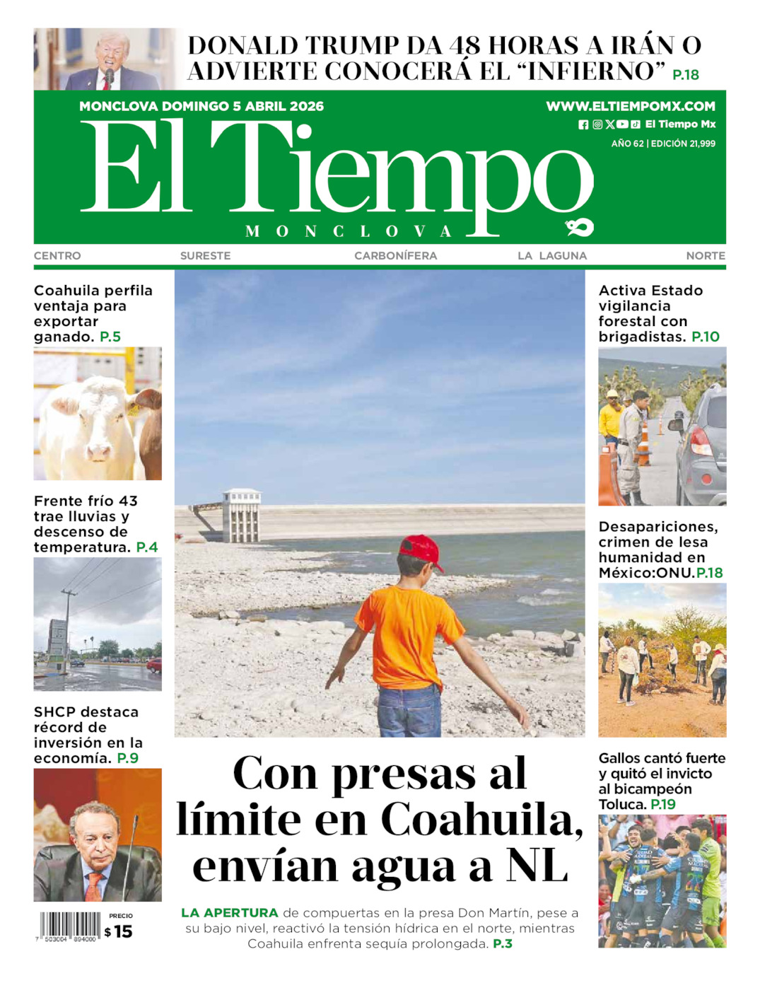 Edición impresa de El Tiempo Monclova