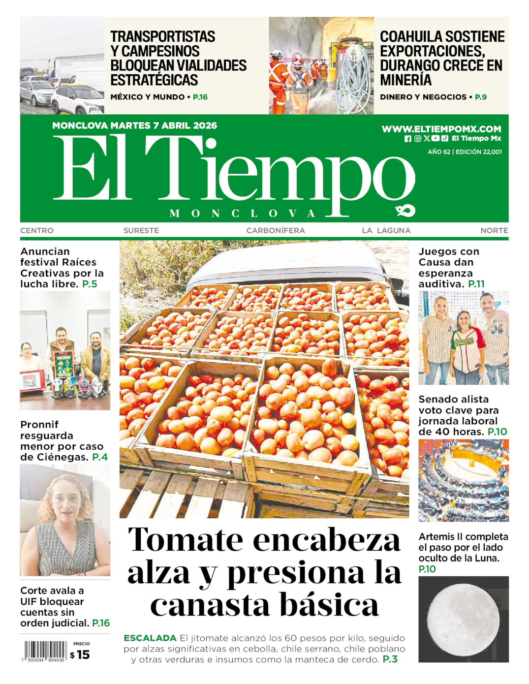 Edición impresa de El Tiempo Monclova