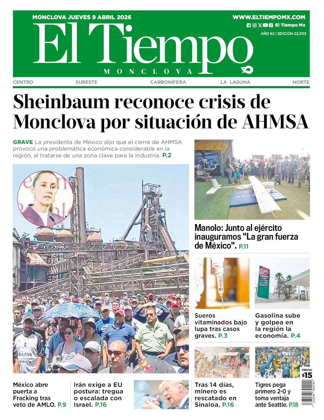 Edición impresa de El Tiempo Monclova