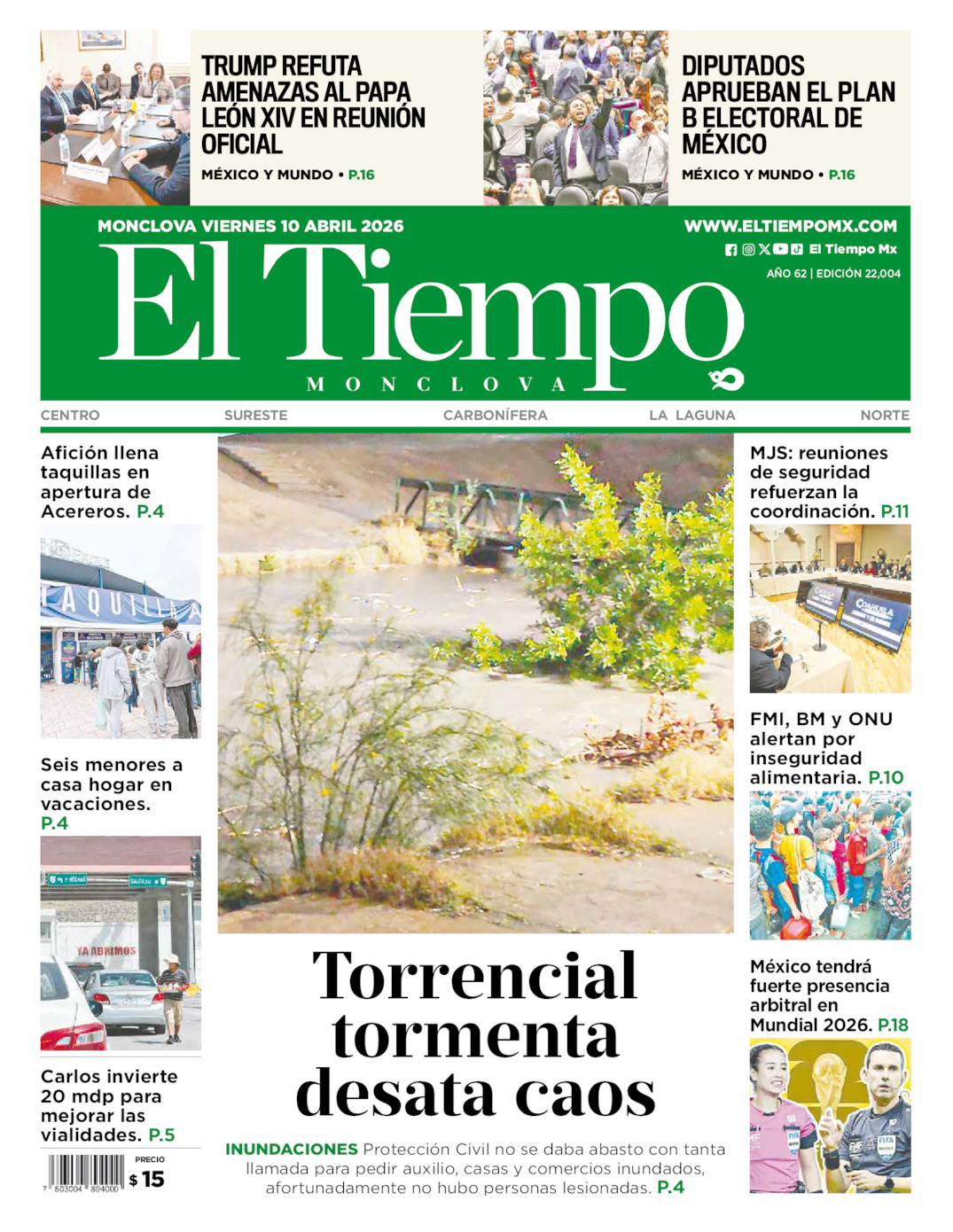 Edición impresa de El Tiempo Monclova