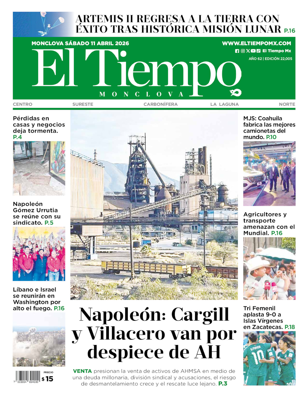 Edición impresa de El Tiempo Monclova