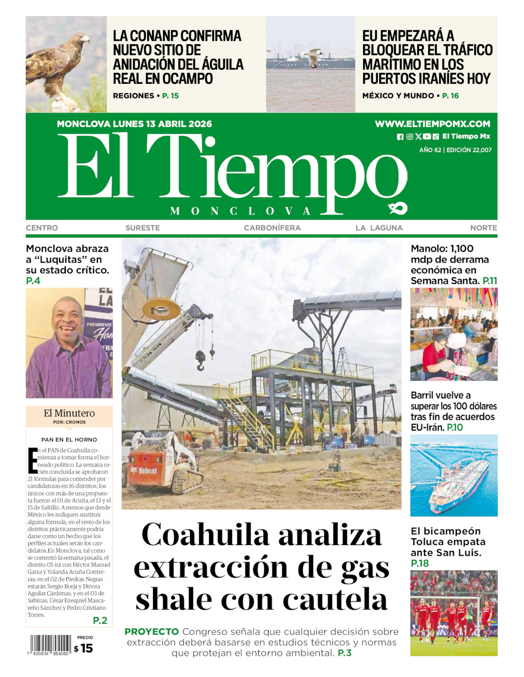Edición impresa de El Tiempo Monclova