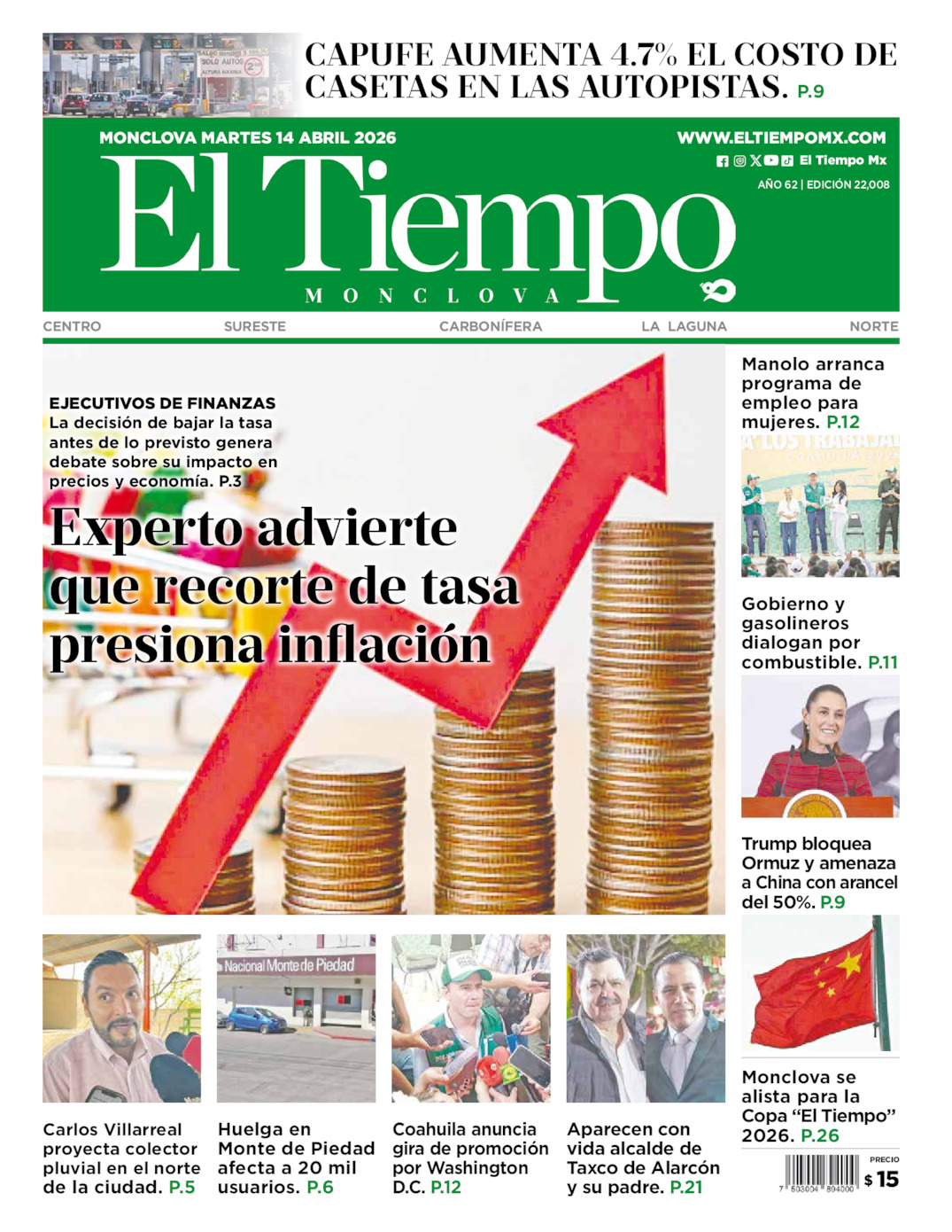 Edición impresa de El Tiempo Monclova