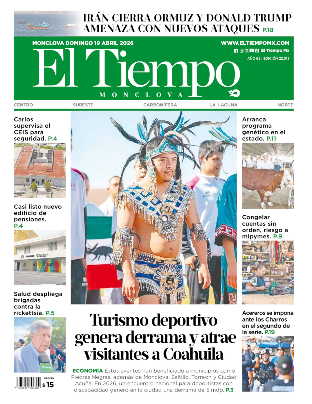 Edición impresa de El Tiempo Monclova