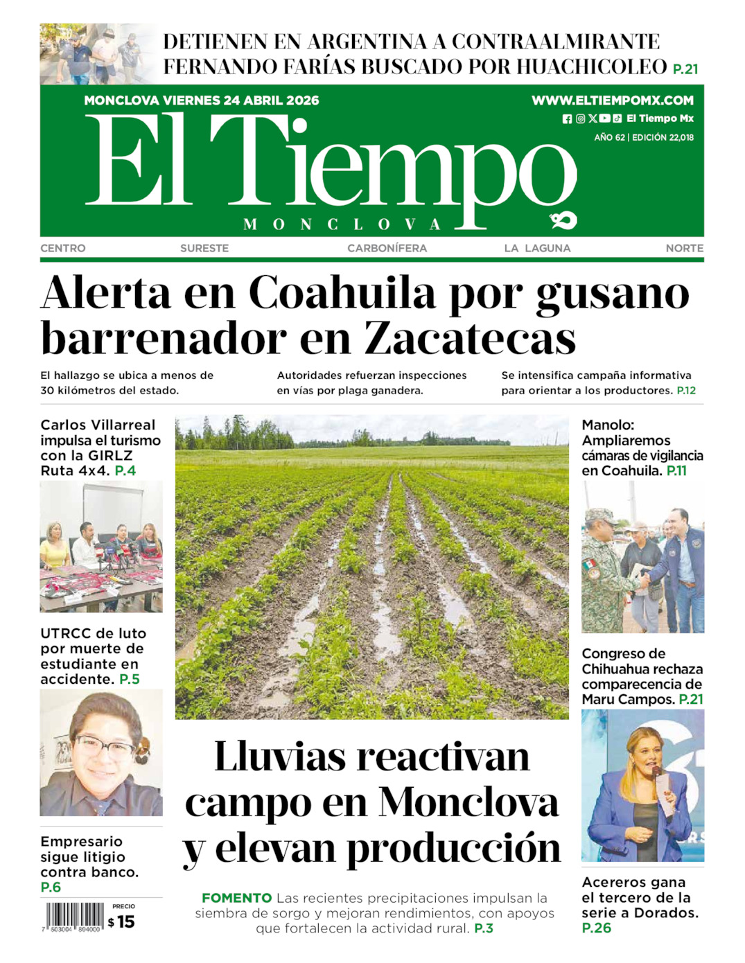 Edición impresa de El Tiempo Monclova