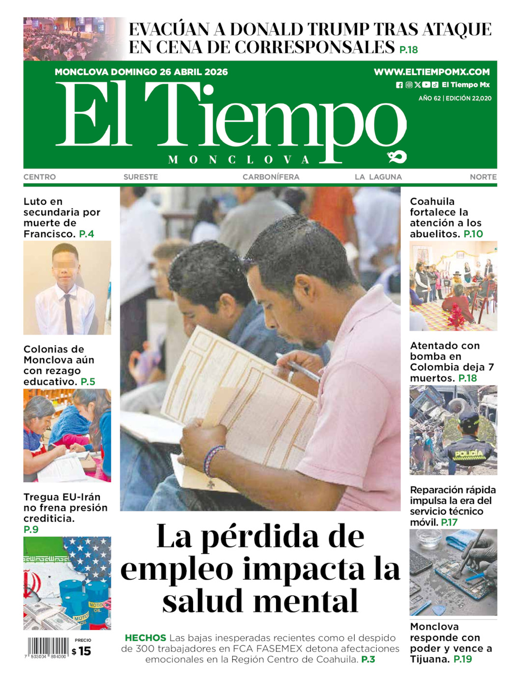 Edición impresa de El Tiempo Monclova