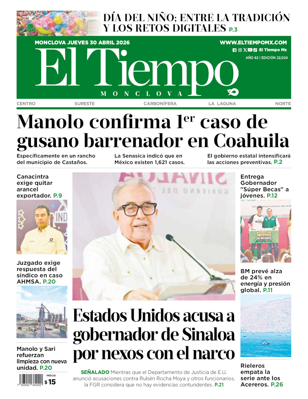 Edición impresa de El Tiempo Monclova