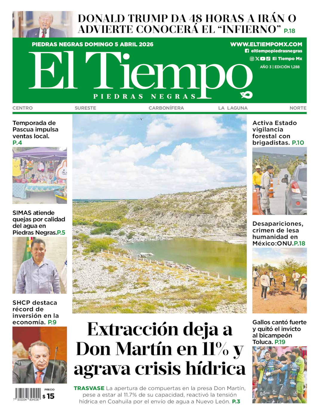 Edición impresa de El Tiempo Piedras Negras