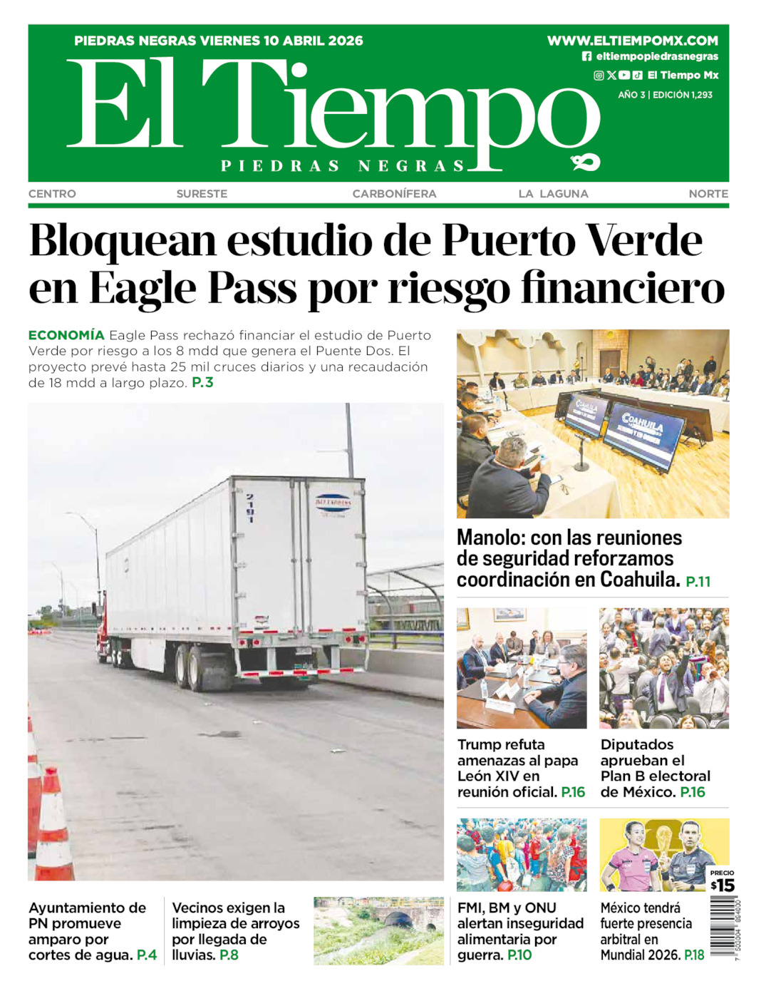 Edición impresa de El Tiempo Piedras Negras